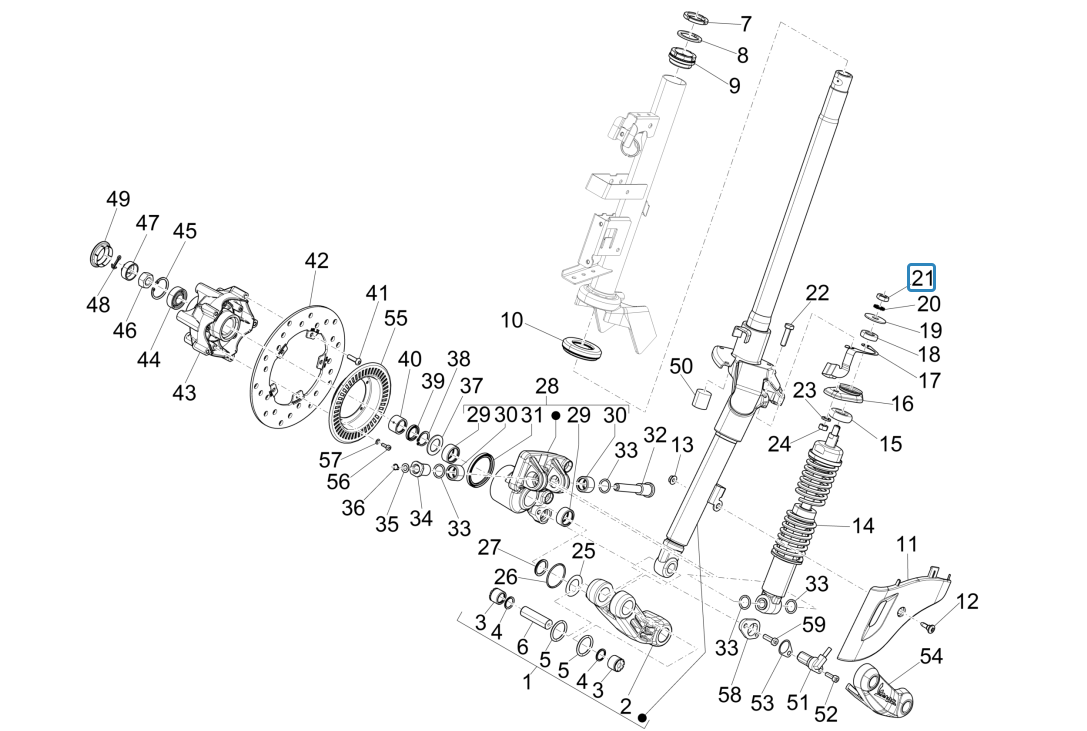 Vorderradgabel - Vespa Sprint 150 3V IE ABS Euro 3 2015