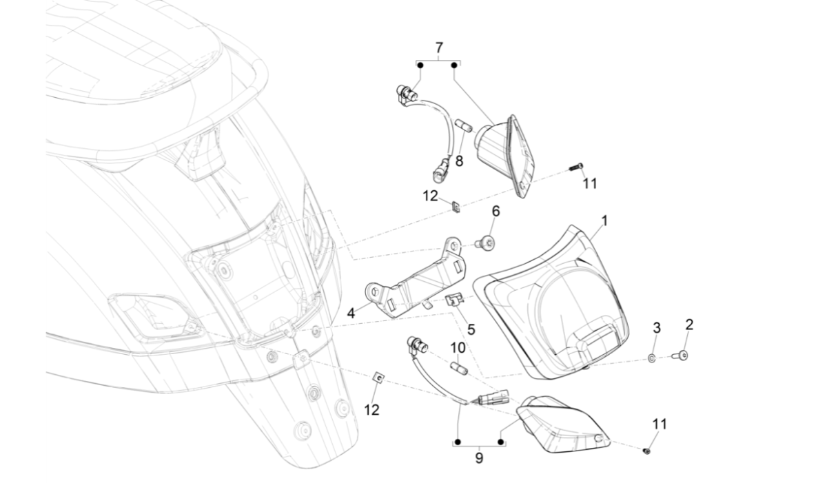 Rücklicht - Blinker hinten Vespa GTS 300 Super HPE 4V ie ABS Euro 5 2020-2022