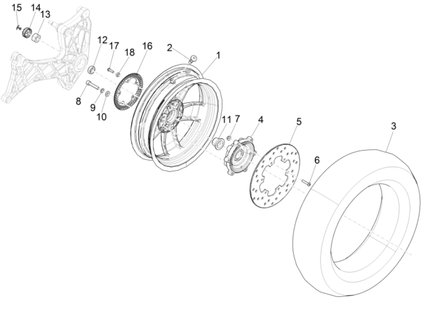 Hinterrad - Bremsscheibe Vespa GTS 300 Super HPE 4V IE ABS Euro 5 2020-2022
