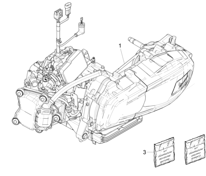 Kompletter Motorblock Vespa GTS 300 Super HPE 4V IE ABS Euro 5 2020-2022