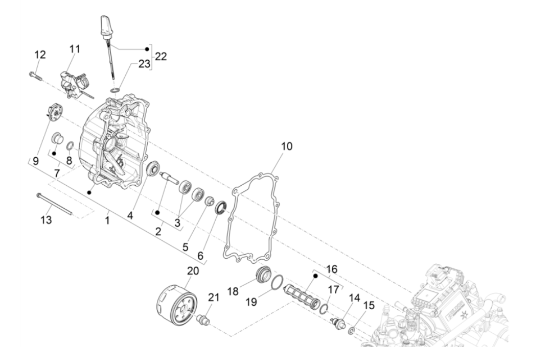 Wasserpumpe - Ölfilter Vespa GTS 300 Super HPE 4V IE ABS Euro 5 2020-2022
