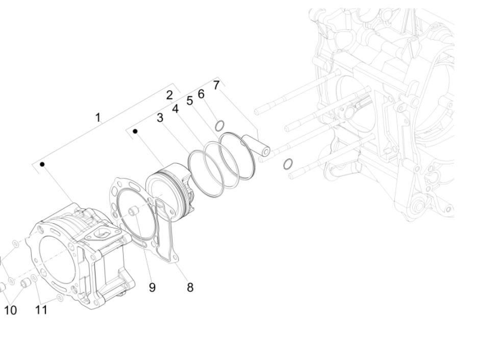 Zylinder und Kolben Vespa GTS 300 Super HPE 4V IE ABS Euro 5 2020-2022