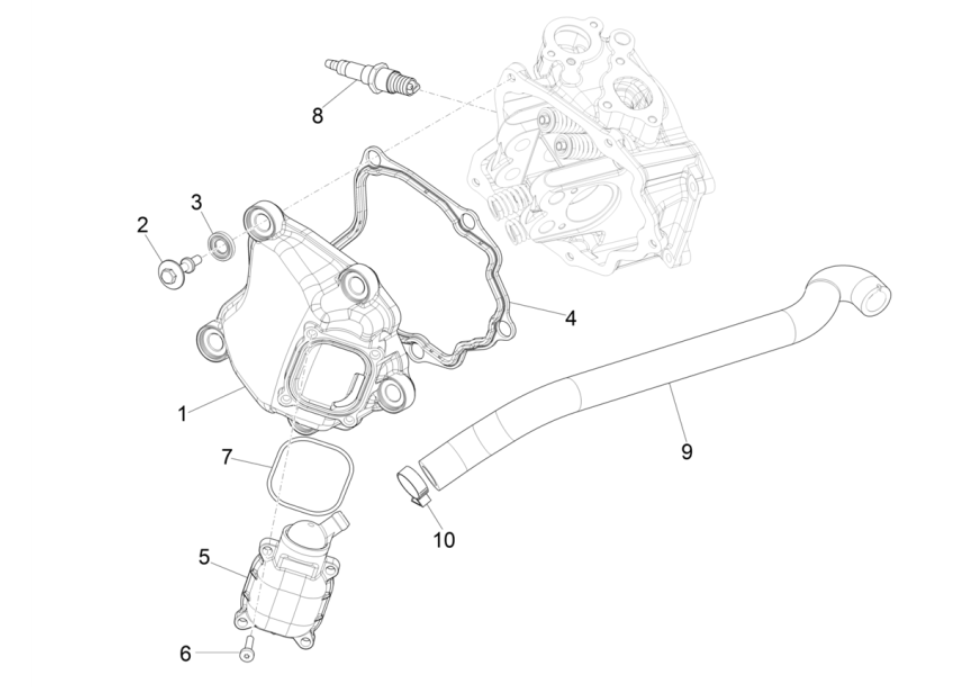 Ventildeckel - Zündkerze Vespa GTS 300 Super HPE 4V IE ABS Euro 5 2020-2022