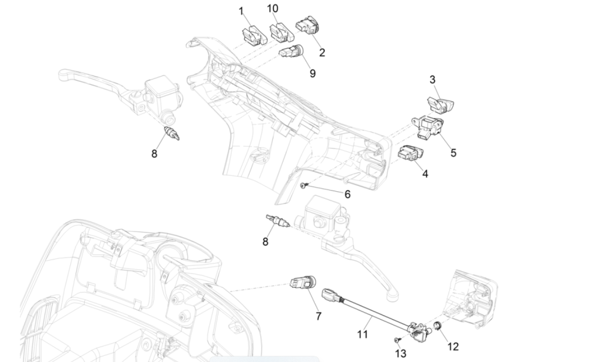 Schalter/Drucktaster Vespa GTS 300 Super HPE 4V IE ABS Euro 5 2020-2022