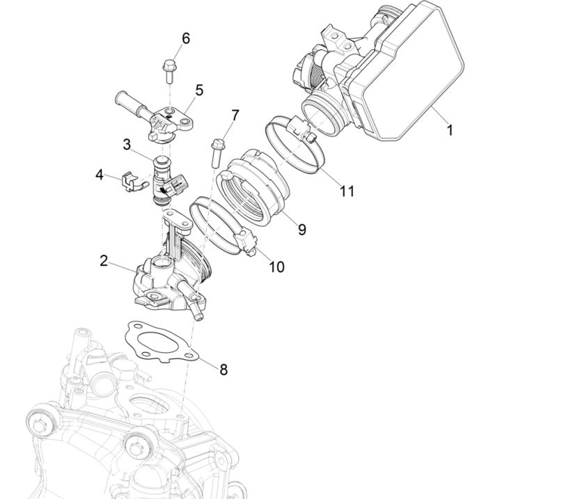Drosselklappengehäuse - Einspritzventil - Ansaugkrümmer Vespa GTS 300 Super HPE 4V IE ABS Euro 5 2020-2022