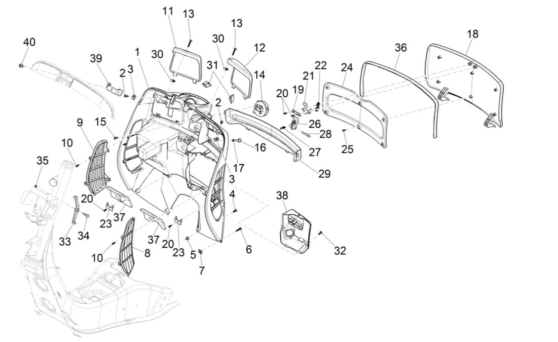 Beinschild Vespa GTS 300 Super HPE 4V IE ABS Euro 5 2020-2022