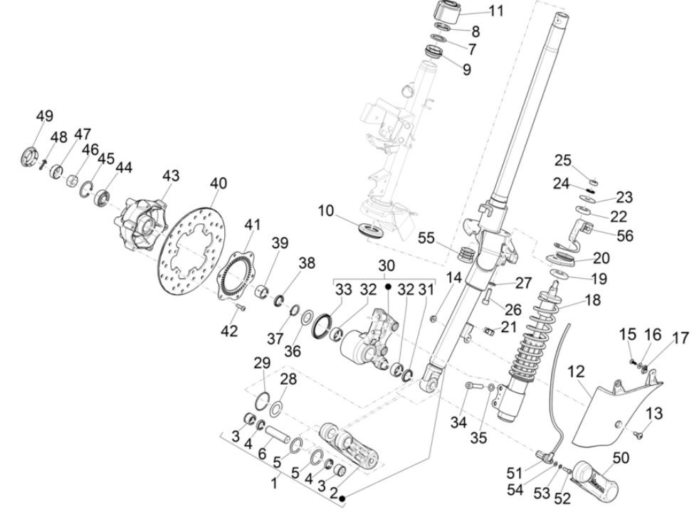 Vorderradgabel - Vespa GTS 300 Super HPE 4V IE ABS Euro 5 2020-2022