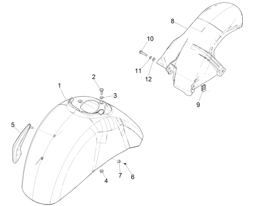 Kotflügel vorne - Schutzbleche Vespa GTS 300 Super HPE 4V IE ABS Euro 5 2020-2022