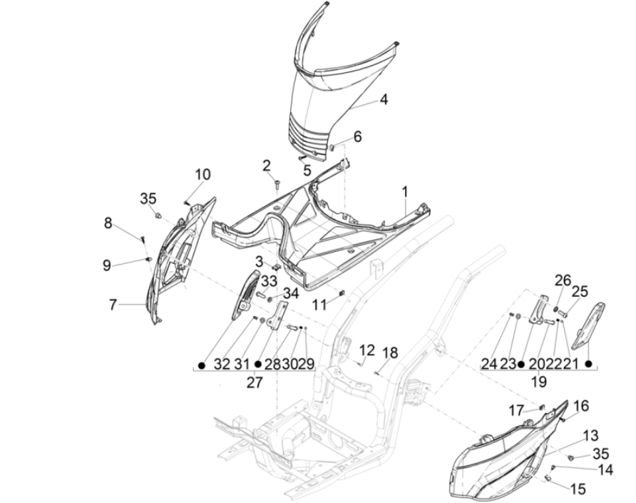 Fußbrett - Piaggio Typhoon 50 2-Takt Euro 4 2018-2020 Fußstütze