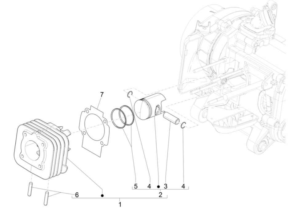 Zylinder - Kolben Piaggio Typhoon 50 2-Takt Euro 4 2018-2020