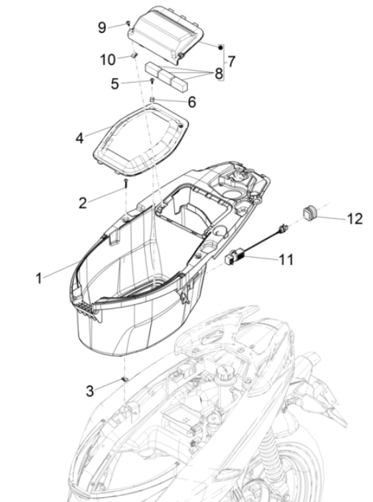 Piaggio Typhoon 50 2-Takt Euro 4 2018-2020 Helmfach