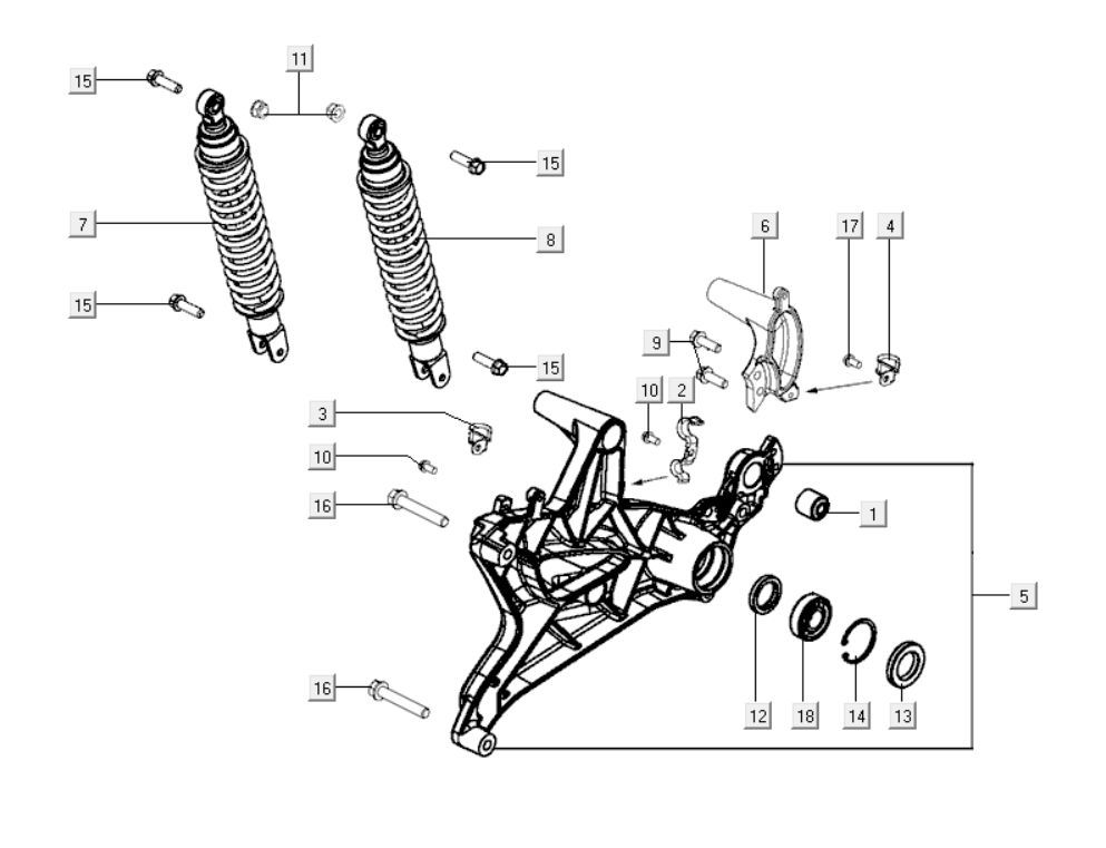 Stoßdämpfer hinten Kymco Xciting 400i Pearly Black