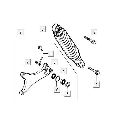 Stoßdämpfer Kymco Super9 2t lc o.m mattschwarz-rot