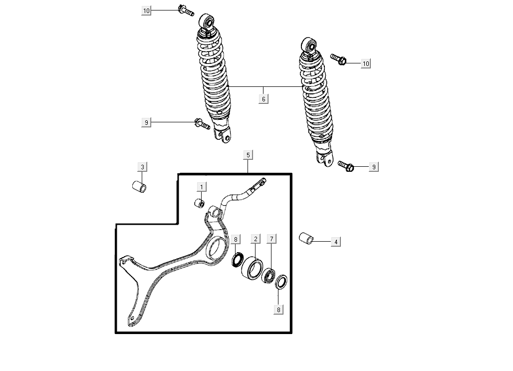 Stoßdämpfer Kymco Super8 Street 50i E4 Mattgrau