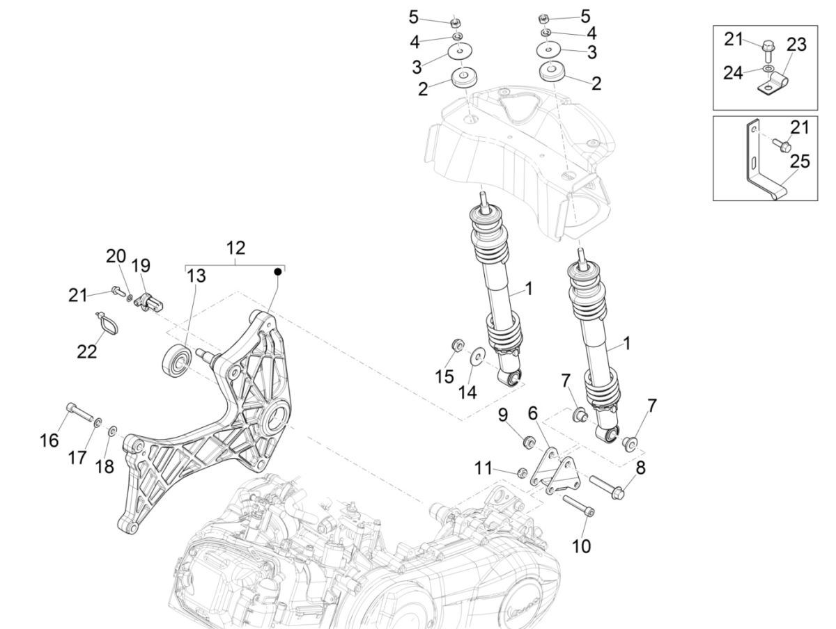 Stoßdämpfer Vespa GTS 300 HPE 4V ie ABS Euro 4 2019
