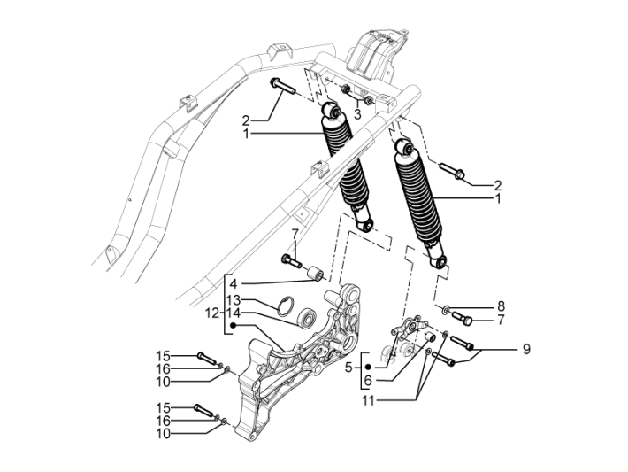 Stoßdämpfer Piaggio Beverly 350 E3 Sport Touring 2013-2014