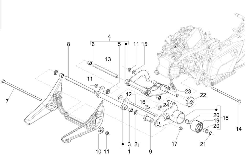 Piaggio Beverly 300 4T 4 V HPE ABS E5 2021-2022 (EMEA)-Schommelarm Piaggio Beverly 300 4T 4V HPE ABS E5