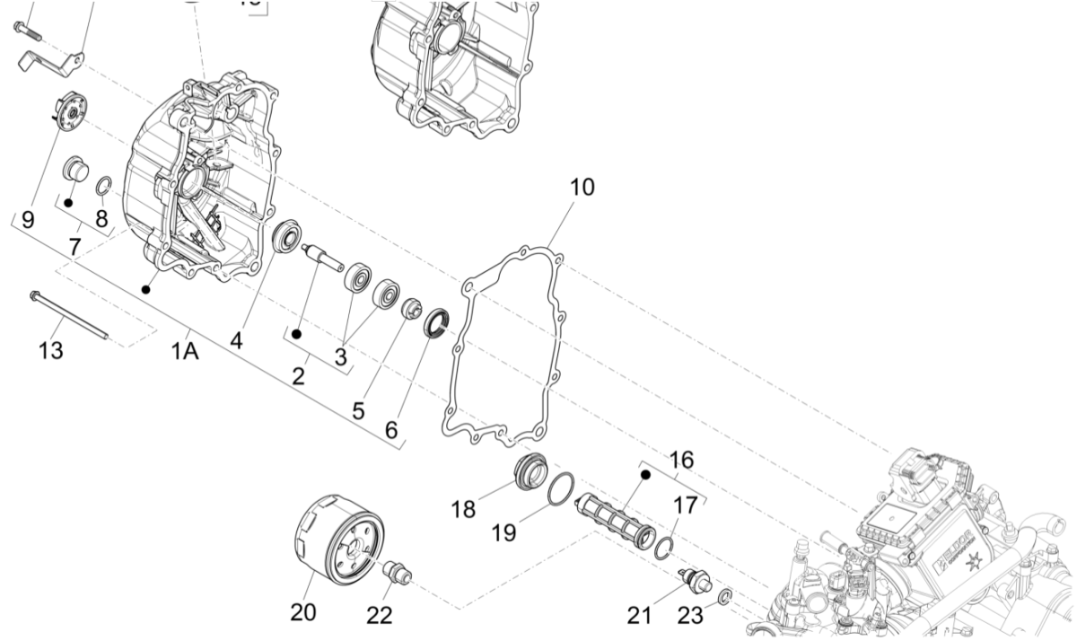 Magnetische Schwungradabdeckung - Piaggio Beverly 125 RST 4T 4V IE E3 2010-2015 Ölfilter (EMEA)