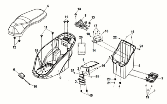 Sym E-MIO Sitz-/Gepäckbox