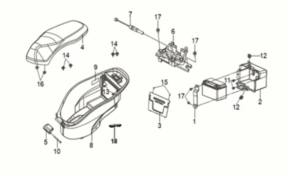 Sitz - Gepäckbox Sym Mio 50I E5