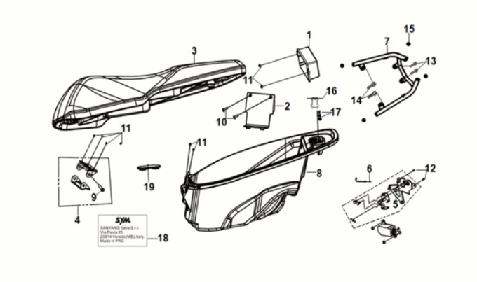 Sitz - hinterer Griff Sym Orbit III 50 E5