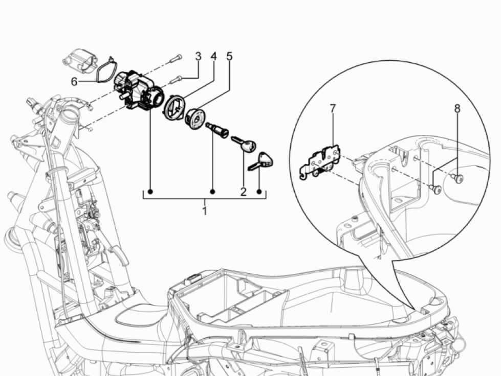 Piaggio MP3 300 HPE /300 HPE SPORT E5 ABS 2020-2022 Schlösser (EMEA)