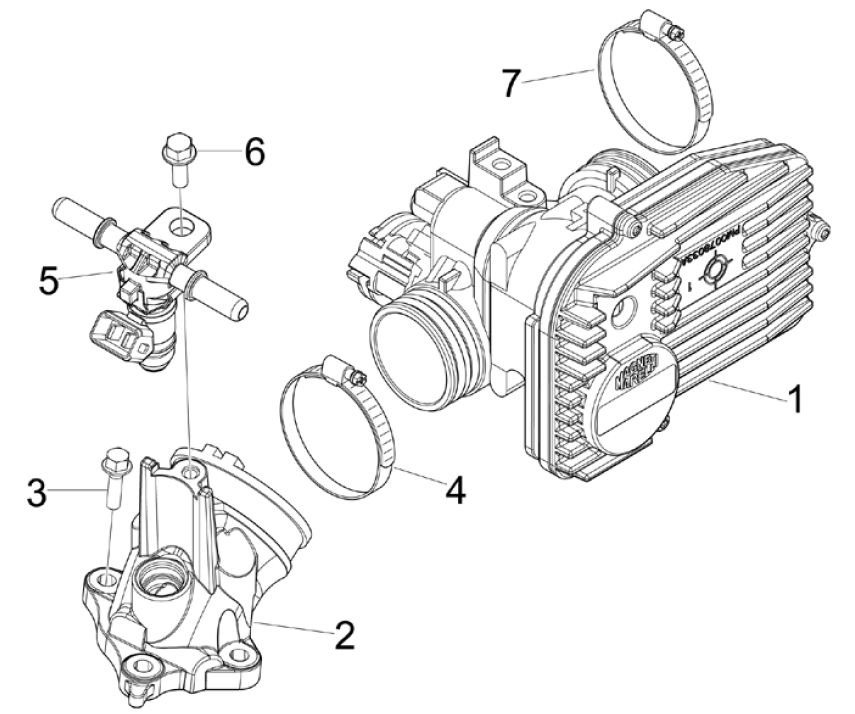 Drosselklappe - Einspritzdüse - Piaggio Beverly 125 RST 4T 4V IE E3 2010-2015 (EMEA)