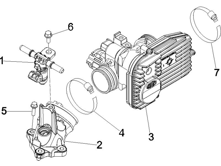 Drosselklappengehäuse - Einspritzventil - Anschluss Eingang Vespa GTS 250 ie 2005-2016 (ohne ABS)