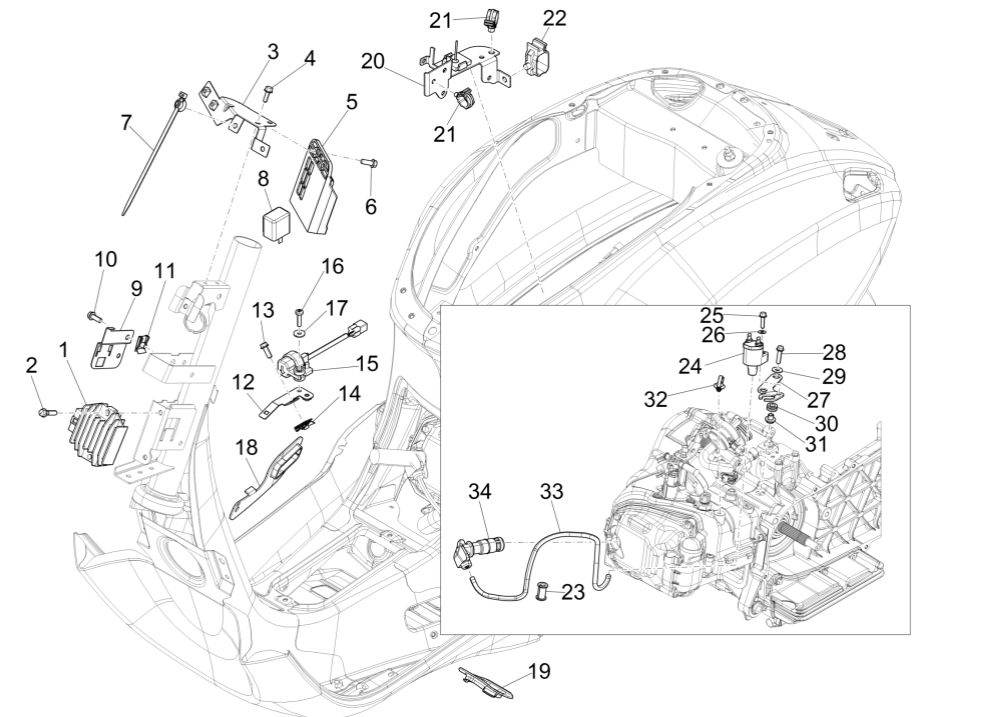 Spannungsregler - Zündspule - Elektronikteile Vespa Sprint 150 3V IE ABS Euro 3 2015