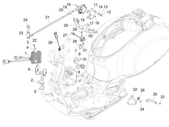 Spannungsregler - HS-Zündspule Vespa GTS 250 ie 2005-2016 (ohne ABS)