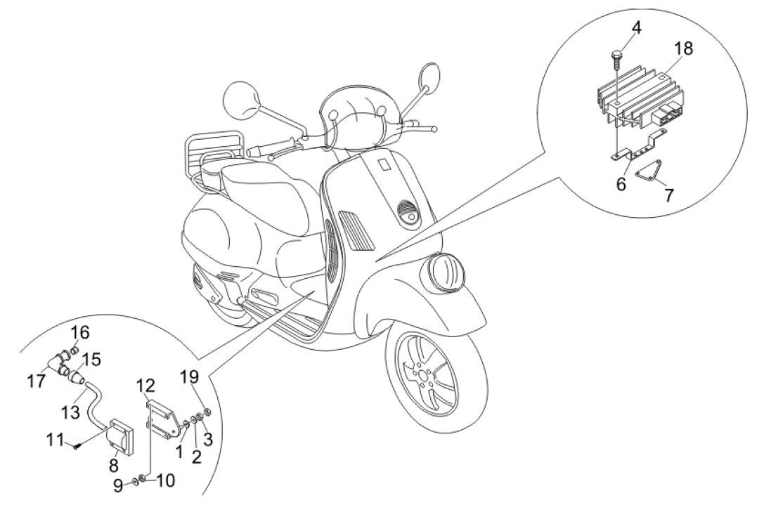 Spannungsregler - Elektronische Steuergeräte - HS-Zündspule Vespa GTV 250 4T 4V IE