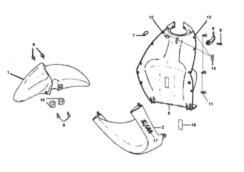 Schutzblech-Beinschild Sym Jet Euro-X 2-Takt