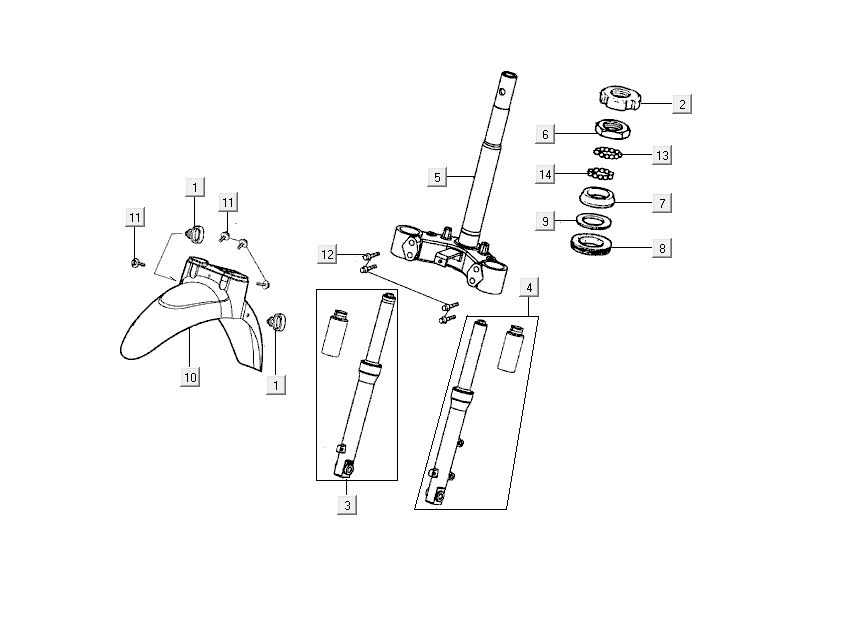 Kotflügel - Vordergabel Kymco People 2-Takt dunkelgrau