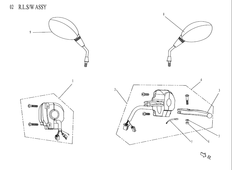 Spiegel-Lenker Schalter China Venom schwarz