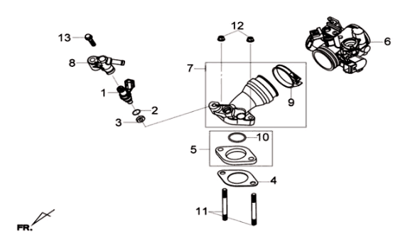 Krümmer/Einspritzdüse/Drosselklappengehäuse Sym Joymax 125I ABS