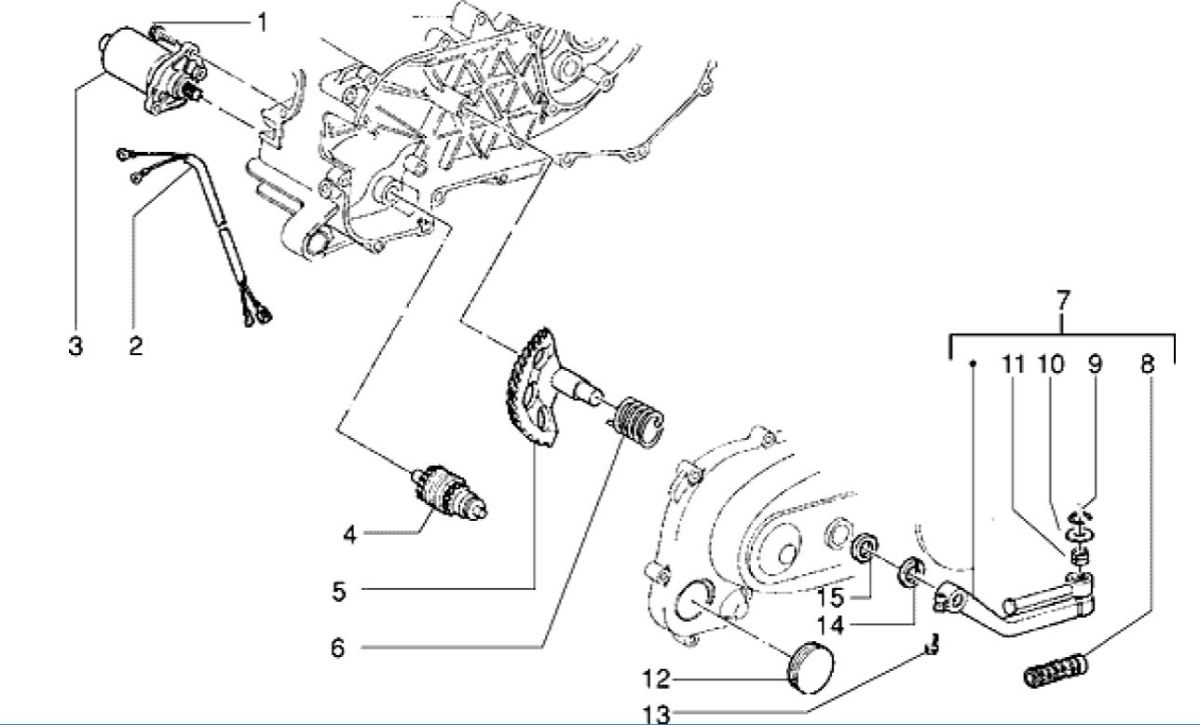 Anlasser - Anlasserritzel - Kickstarterwelle -Kickstarterhebel Piaggio Zip RST 50 2T AC