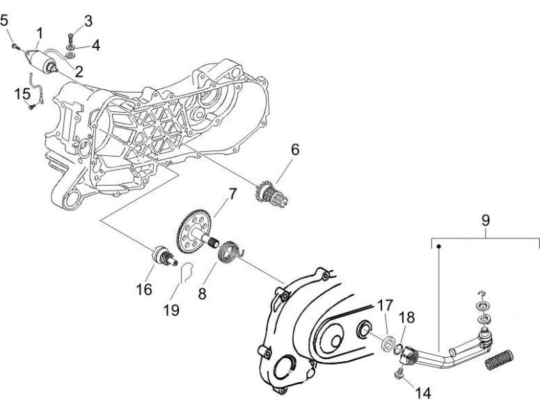 Starter- Kickstarter Piaggio Zip 2000 4-Takt AC