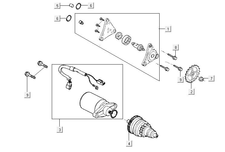 Starter Anlasserfreilauf Kymco Super 8 4-Takt (2007-2009) Blau gelb