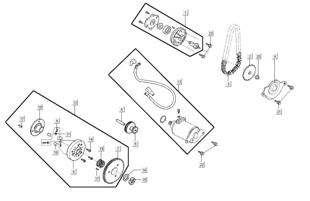 Anlasser - Ölpumpe Kymco Like 200i Weiß