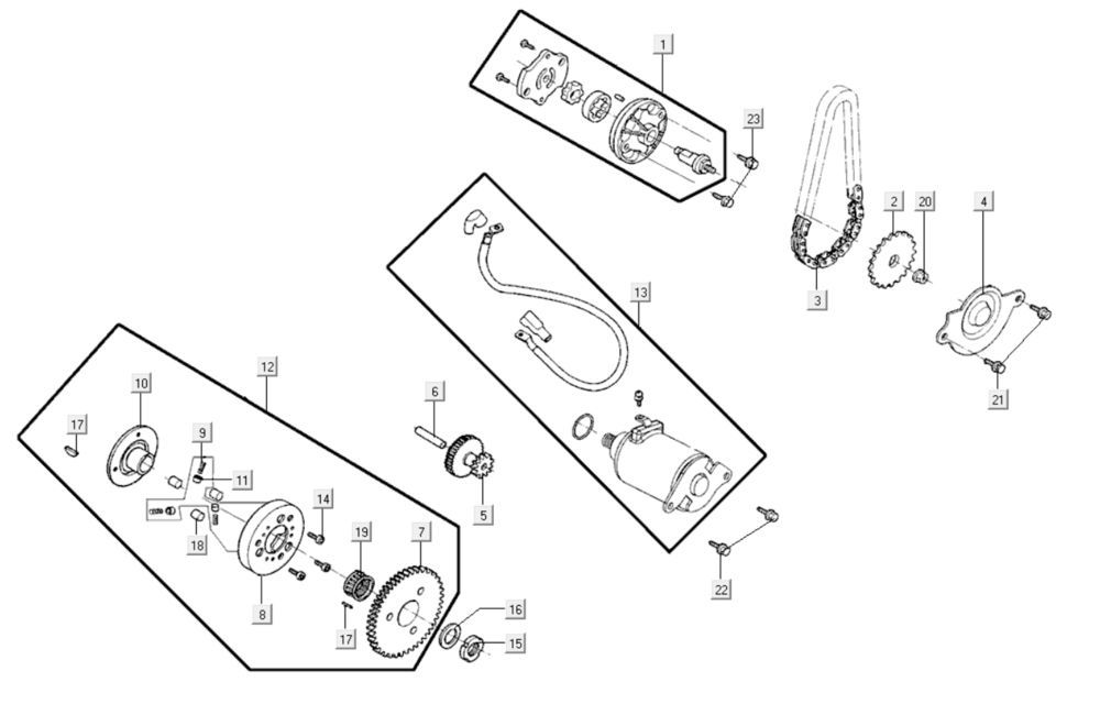 Anlasser - Ölpumpe Kymco Like 200i Schwarz