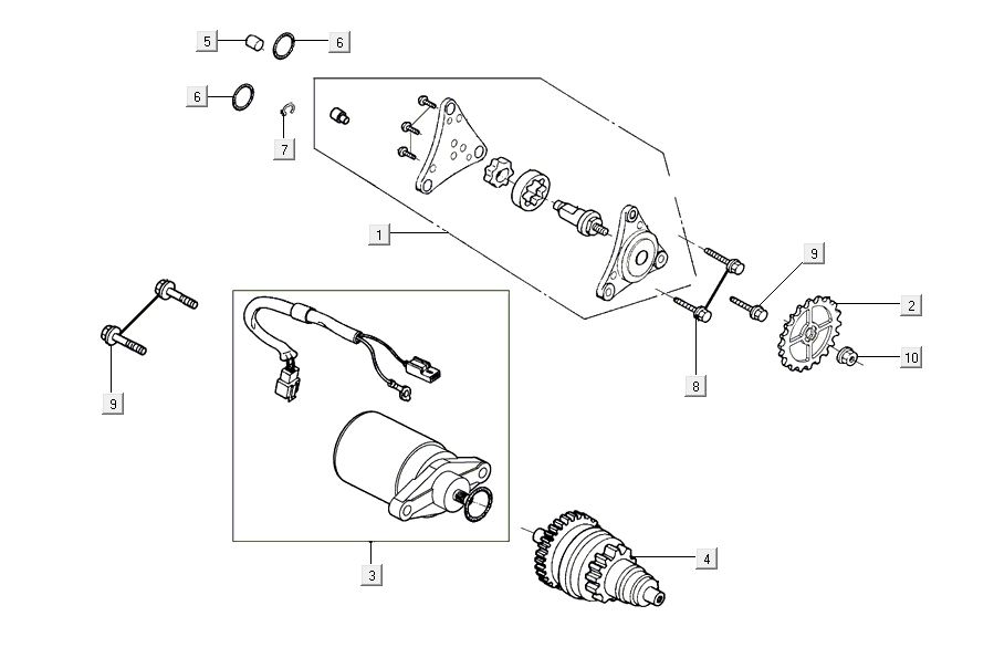 Starter Kymco Agility 16'+ 4t glänzend schwarz