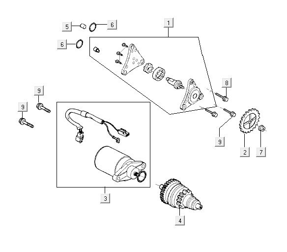Starter Kymco VP50 4t Wechselstrom schwarz