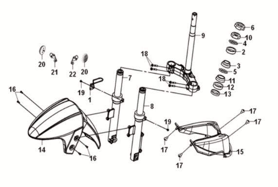 Lenkstimme/Vorderpolster Sym E-XPRO 45 KM/H 2020-2021 Rot (R010CA)