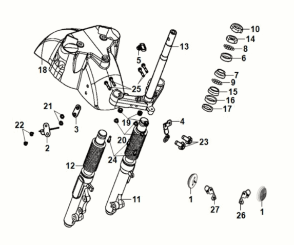 Lenkstimme - Vorderpolster Sym Fiddle IV 50 E5 Schwarz (BK-007U)