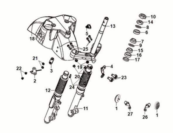 Steering stem - front cushion Sym Fiddle IV 125i AC CBS E5 2020-2021 GREY (BK-2593U)