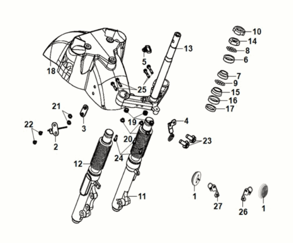 Vorderes Lenkkopfkissen Sym Fiddle IV 50 E5 Grau (GY-430C)