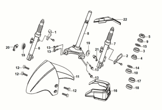 Lenkstange - Vorderpolster Sym Orbit III 50 E5 Weiß/Grau (WH-006/GY-419S)