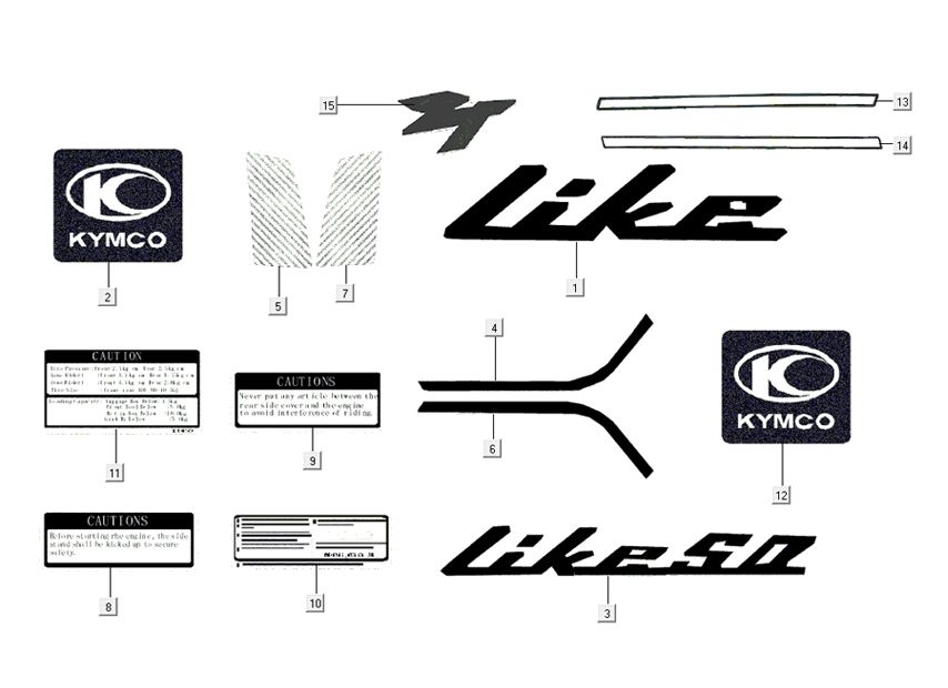 Aufkleber - Transfers Kymco Like 4-Takt