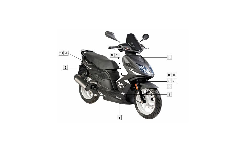 Aufkleber Embleme Kymco Super8 4-Takt ab 2009 rot