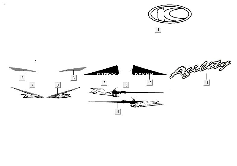 Aufkleber-Transfers Kymco Agility RS 4-Takt schwarz 09